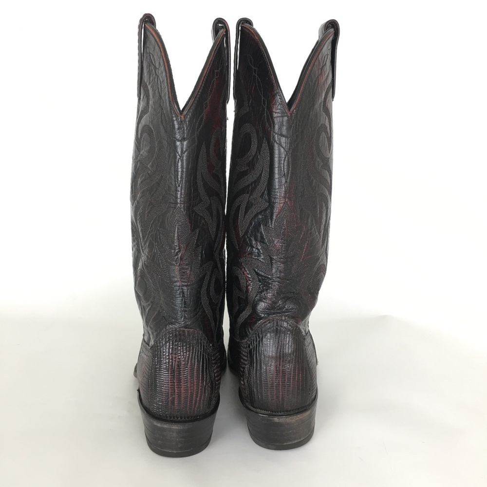 Dan Post Genuine Exotic Black Cherry Teju Lizard Western Cowboy Boots Men’s 9 - Picture 5 of 12